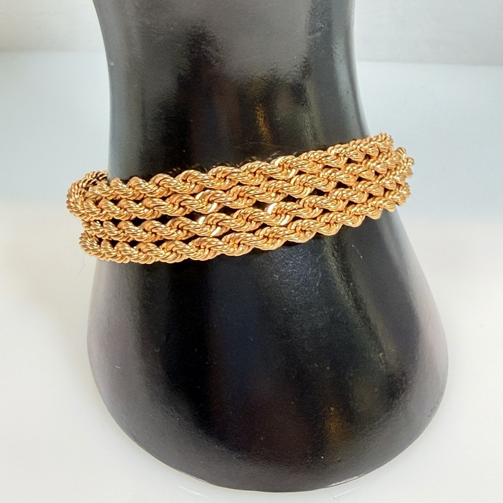 Bronze Milor Italy Bracelet Four Strand Twisted Chain Magnet Closure 6.75"